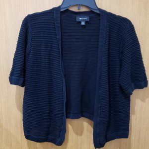 AB Studio Black textured short sleeve cardigan sweater, SZ XL